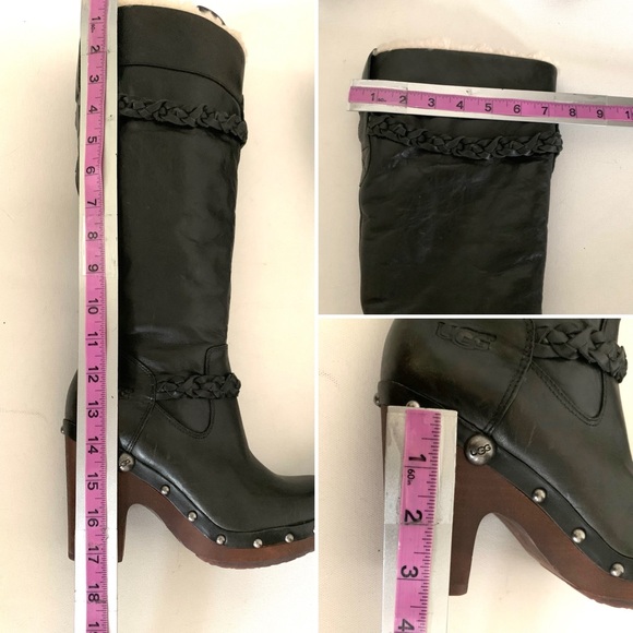 UGG SAVANNA Braided Leather w/ Sherpa Shearling Sheepskin Knee High Boots • 7 - Picture 7 of 16